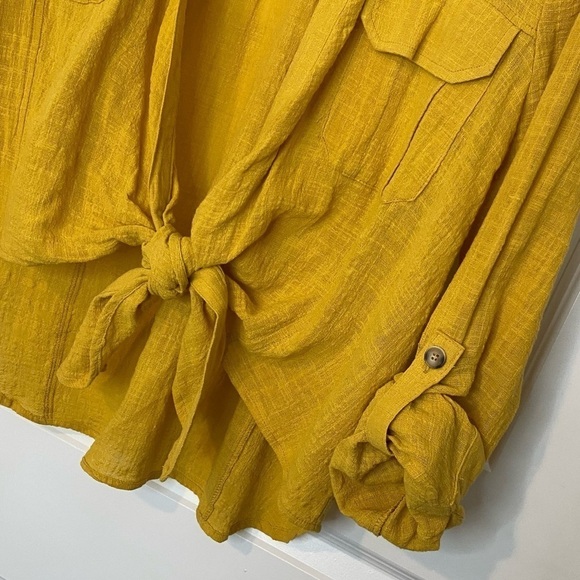 * Day to Day Open Front Tie Top Size S Mustard Yellow - Picture 5 of 8